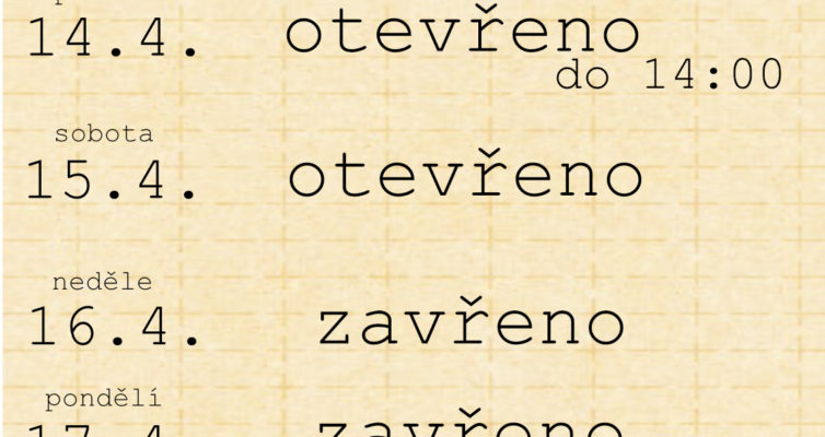 Velikonoce otevírací doba